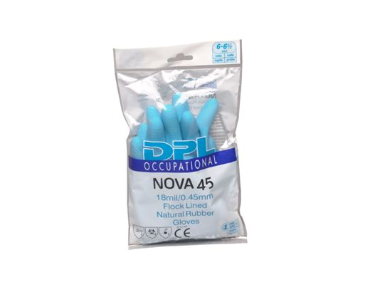 Husholdningshandske Nova Latex/velour L ( 9-9½ ) blå#