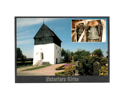 Postkort 145 Østerlars Kirke klokketårn,10,5x15 cm