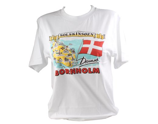 T-shirt Bornholm Nostalgi i pose str. 8/10 år hvid