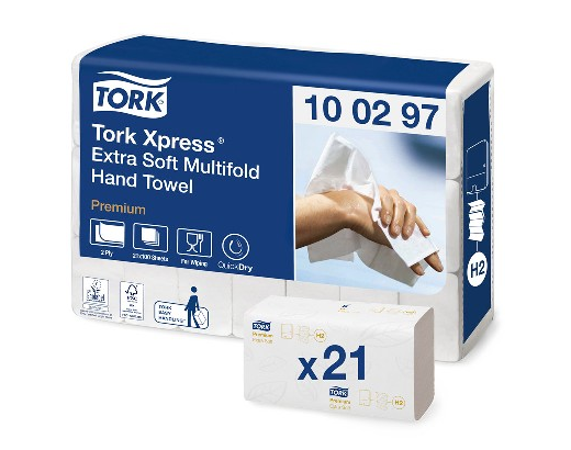 Håndkl.ark Tork Premium H2 Xpress 4-foldet 21,2x34 cm