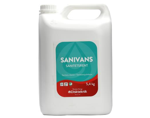 Sanitetsrengøring sur Sanivans 5,4 kg/ 5 ltr. Svanemærket