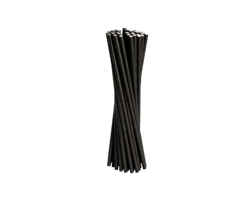Sugerør papir lige Ø8mmx21 cm.(ekstra tykke) sort//