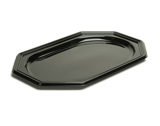 Serveringsfad Octogonal 54x36x3cm, sort, RPET, stor
