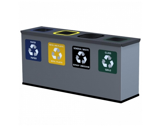 Affaldssortering Eco mini station 47x103x27cm m/4spande 12L#
