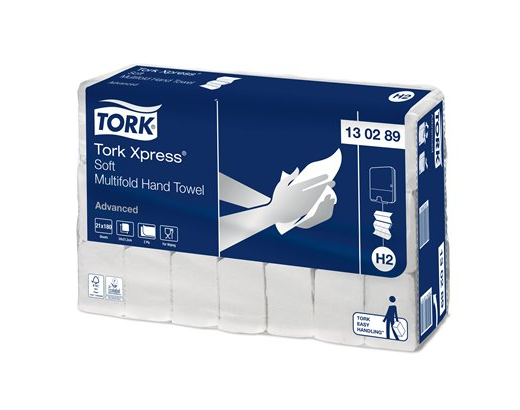 Håndkl.ark Tork Xpress Multifold H2 2-lag 24,0x21,3cm. Hvid