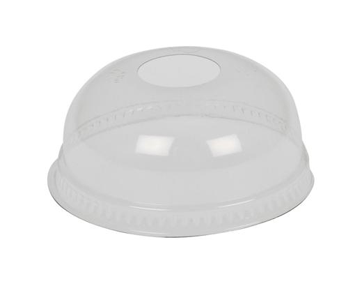 Plastlåg klart DOME med hul til sugerør Rpet Ø95 mm. klar#