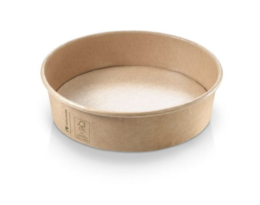 Wok- & salatskål pap/PLA 900 ml. Ø185x49mm. brun/nature#
