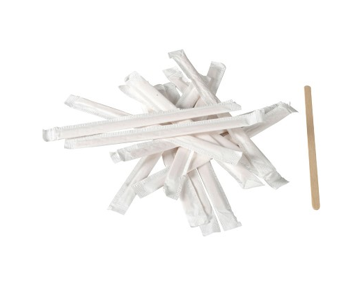 Rørepind træ 14 cm.FSC enkeltvis indpakket i papir#