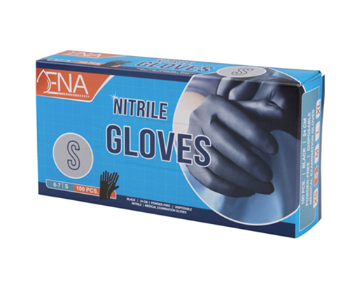 Handske nitril Classic ENA pudderfri small sort 100 stk/pk