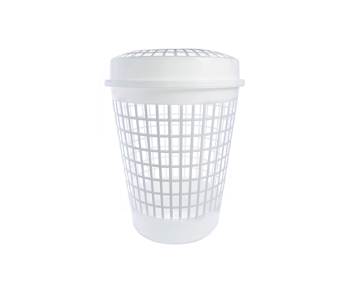 Vasketøjskurv m/låg Ø43 cm. 50 ltr. plast hvid