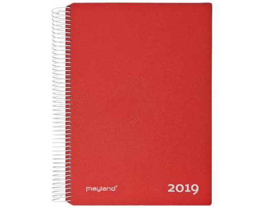 Dag- & timekalender Mayland 17x23,5 cm. Spiral rød 2022#