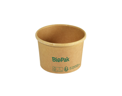 Skål Ronda pap/PLA Biopak 240 ml.Ø9x6,2 cm  nature/brun