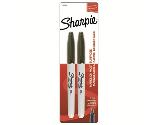 Markersæt Sharpie 1 mm. permanent sort 2 stk pakning