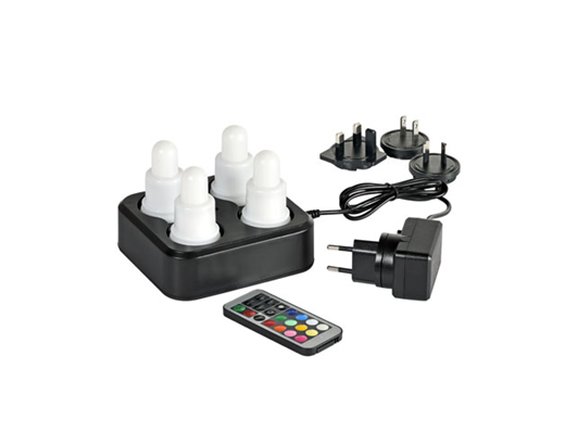 Led-lys 4 stk genopladelig70x40mm.inkl oplader varm hvid#