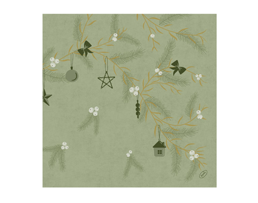 Serviet Dunisoft/airlaid Bio 40x40 cm Noel Pistachi (JUL)#