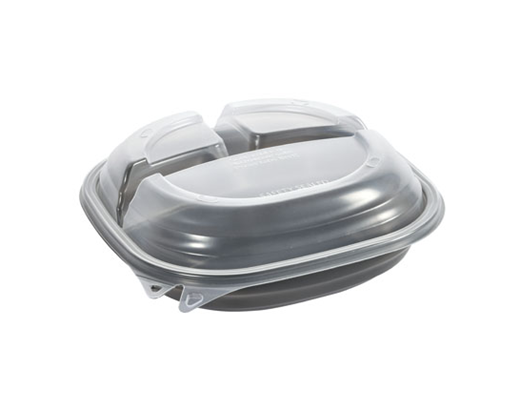 Vista box m/ låg PP 3-rum 229x229x80mm. 650/216/216 ml