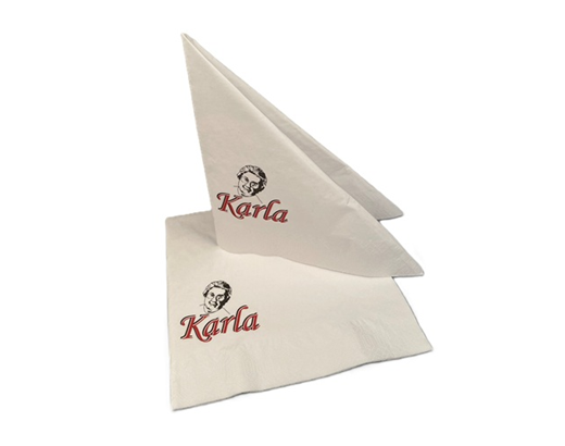 Serviet 3-lag 40x40 cm. hvid KARLA logotryk