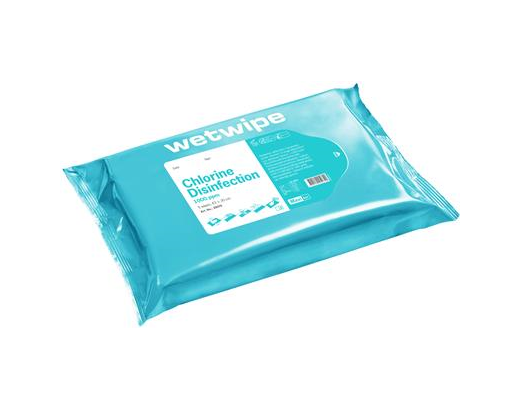 Desinfektionserviet Wet-wipe m/klor maxi43x30cm 5stk.turkis#