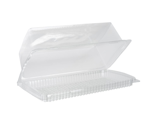 Plastbakke m/ hængslet låg rPET 23x13,2x7 cm. klar #