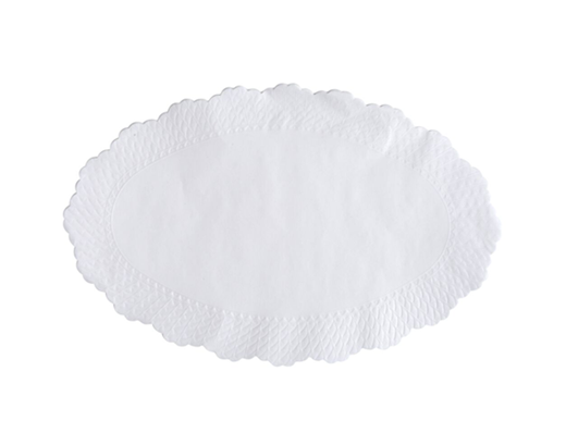 Fadpapir / kagepapir præget oval 26x40cm. hvid