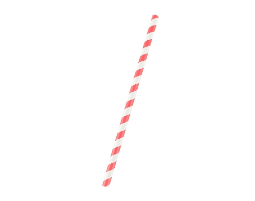 Sugerør papir lige Ø8mmx25 cm.(ekstra tykke) rød/hvid POSE