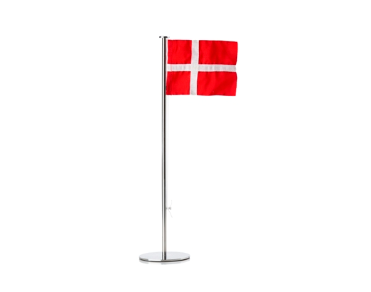 Bordflag/ Dannebrog på flagstang rustfrit stål/ stof 41,5 cm