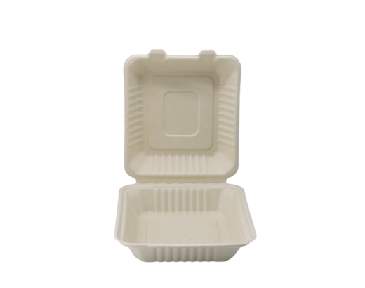 Boks 1 rum m/ hængslet låg sukkerrør/fiber 19x22x6,5cm.//