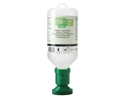 Øjenskyl Plum 0,9% Nacl løs flaske klar steril 500 ml.