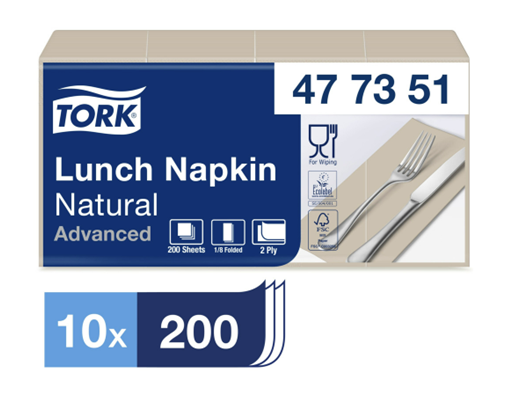 Serviet Tork 2-lag 1/8 fld. 33x33 cm. Nature