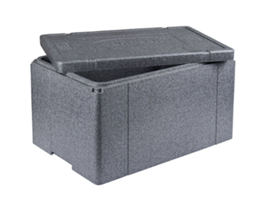 Termokasse inkl. låg 1/1 GN EPS 60x40x32 cm. 56,8 ltr. grå