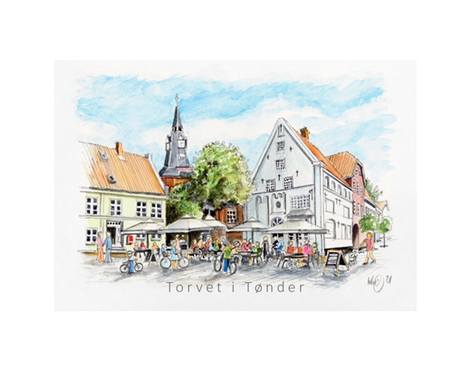 Køleskabsmagnet Epoxy Torvet i Tønder 80x55 mm#