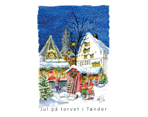 Køleskabsmagnet Epoxy Jul på torvet Tønder 80x55 mm#