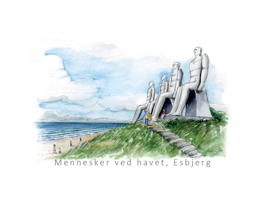 Køleskabsmagnet Epoxy Folk ved havet Esbjerg 80x55 mm#