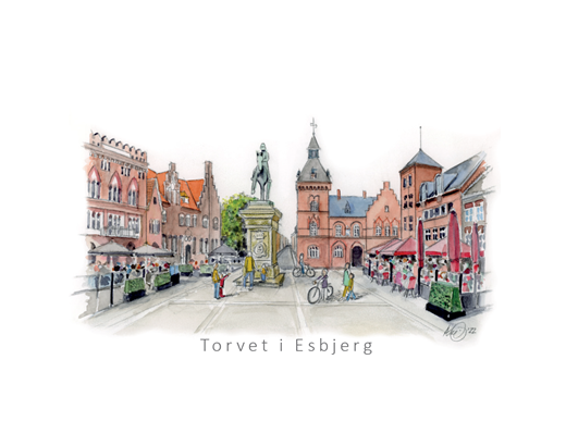 Køleskabsmagnet Epoxy Torvet i Esbjerg 80x55 mm#