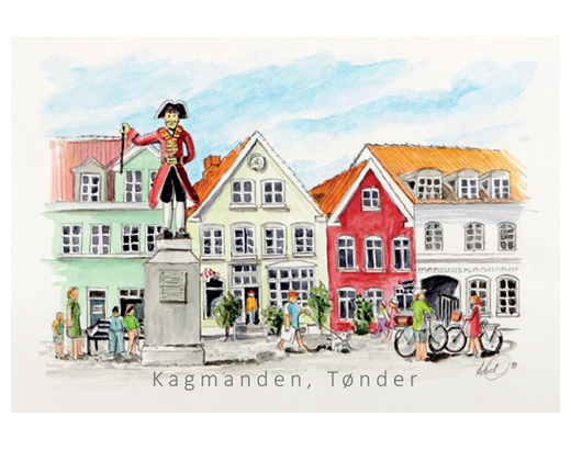 Køleskabsmagnet Epoxy 80x55 mm. 11006 Kagmanden Tønder ....#