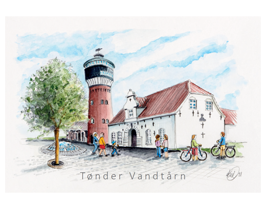 Køleskabsmagnet Epoxy 80x55 mm. 11009 Tønder vandtårn#