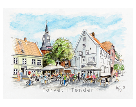 Køleskabsmagnet Epoxy 80x55 mm. 11007 Torvet i Tønder#