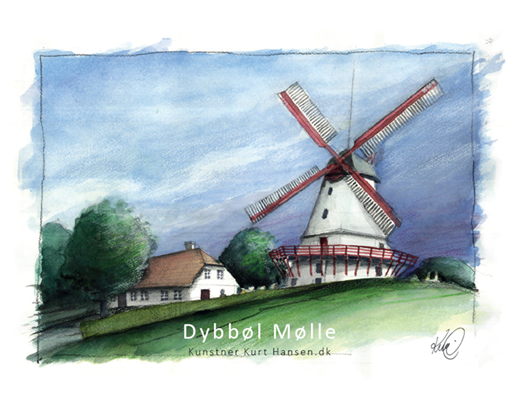 Køleskabsmagnet Epoxy 80x55 mm. 11036 Dybbøl Mølle#