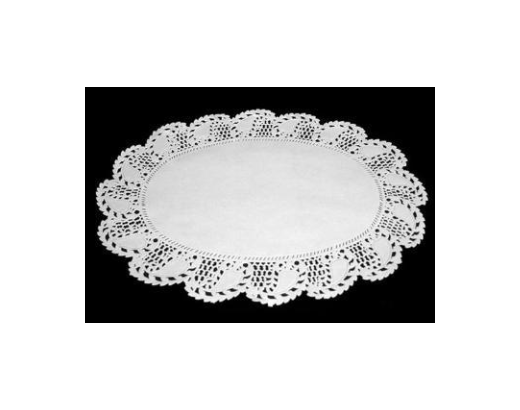 Fadpapir / kagepapir udhugget 27x36 cm. oval hvid PAKKE#