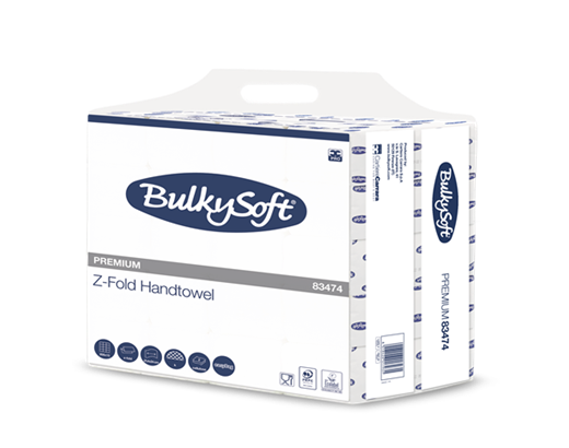 Håndkl.ark BulkySoft Premium Z-fold H2 2-lag 21,4x24 cm hvid
