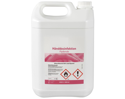 Hånddesinfektion med glycerin (flydende) 85% 5 ltr.