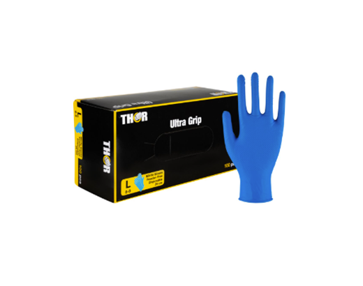 Handske nitril Ultra grip pudderfri large blå 100 stk/pk#