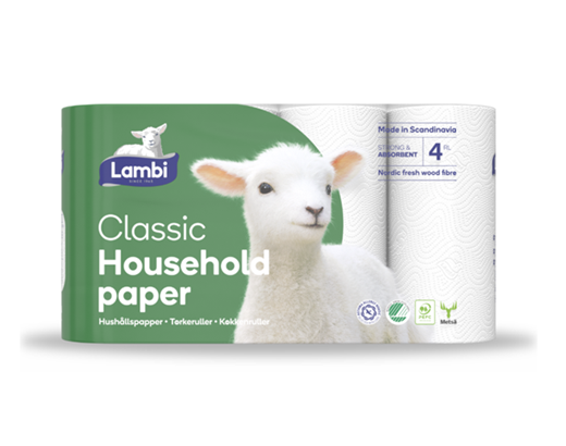 Køkkenrulle Lambi Classic 2-lag 13 m. hvid