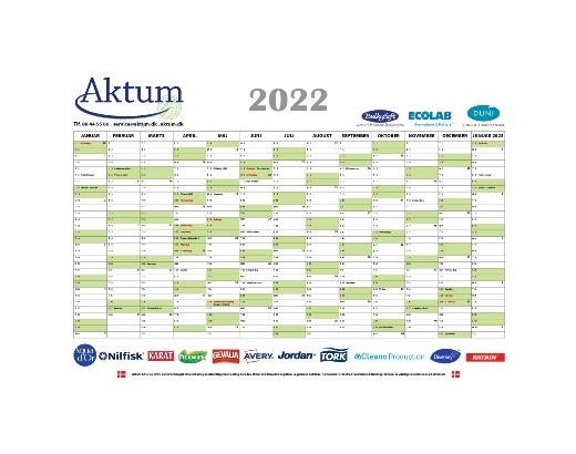 Vægkalender Aktum 2022 85x60 cm.//