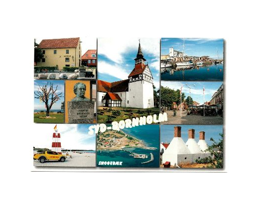 Postkort 510 Sydbornholm Nexø 8-delt,10,5x15 cm//
