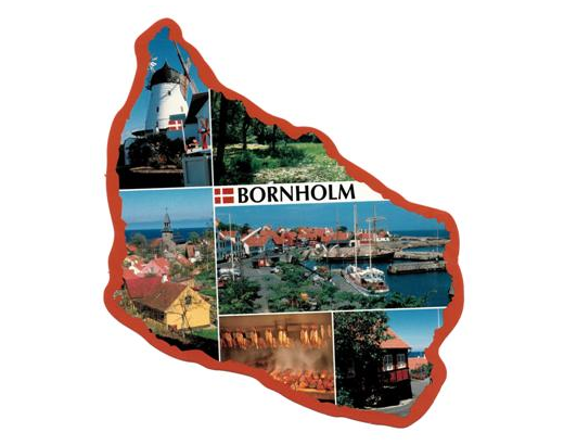 Postkort Ø-kort 2527 Bornholm Gudhjem 6-delt,13x16 cm