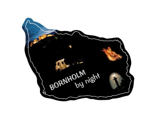 Postkort Ø-kort 2536 Bornholm by night,13x16 cm//