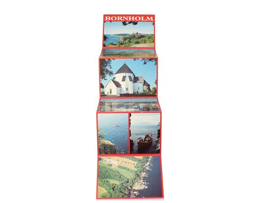 Leporellomappe postkort rød 2802 Bornholm//