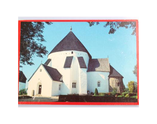 Postkort rød 3 kirke,10,5x15 cm